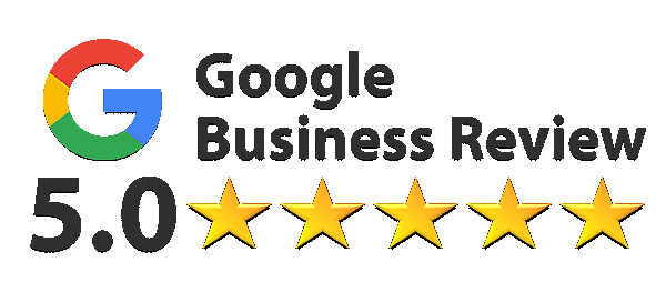 Google Business Review logo with 5.0 rating and five gold stars